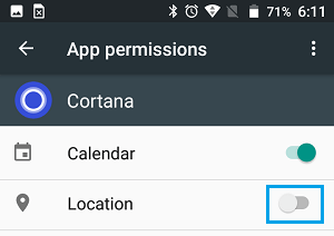 Inaktivera platstjänster för app på Android-telefon