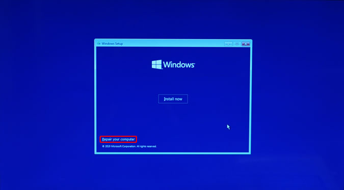 reparera ditt datoralternativ på windows 10 installationsskärm