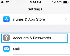 Alternativ för lösenord och konton Inställningar på iPhone
