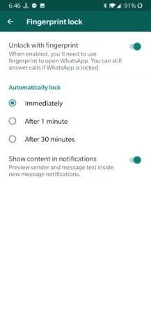 WhatsApps upplåsningsfunktion för fingeravtryck kommer på Android i senaste beta [APK Download] (Uppdatering: rullar ut till stabilt) 2