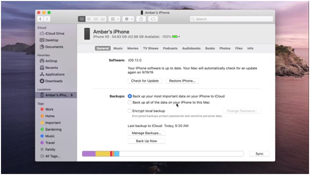 Hur man kör Backup för iPhone eller iPad till Mac i MacOS Catalina med Finder