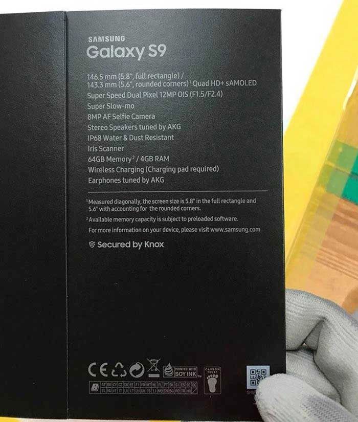 especificações Galaxy Caixa S9