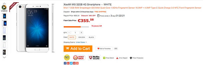 Xiaomi Mi5 oferta barata