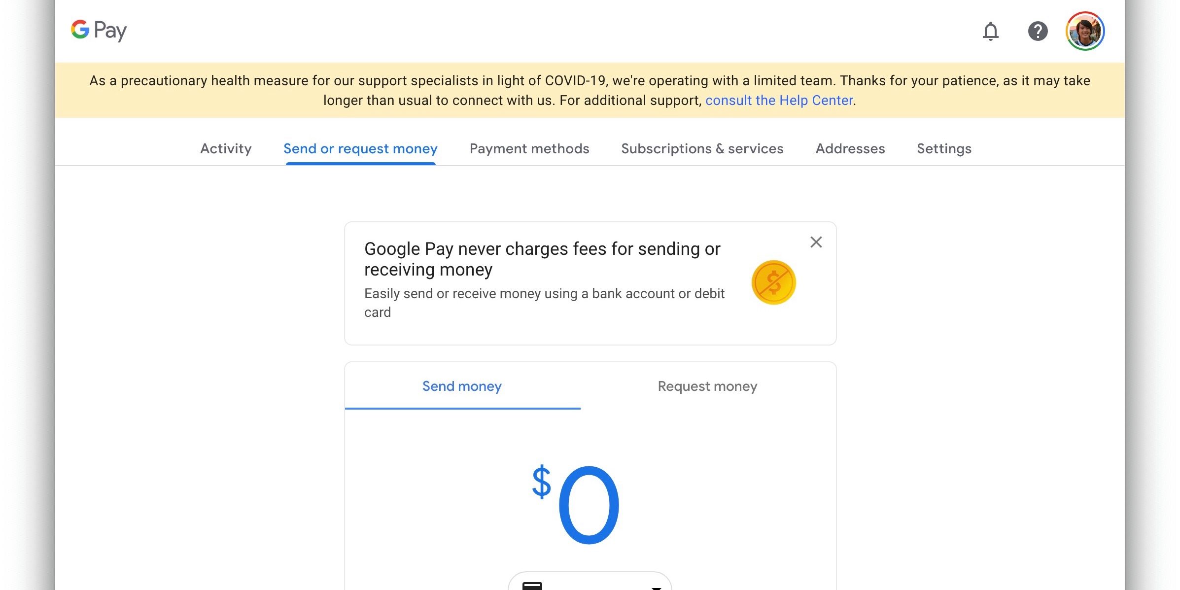 O redesenho da Web limpo do Google Pay abre a barra lateral para guias