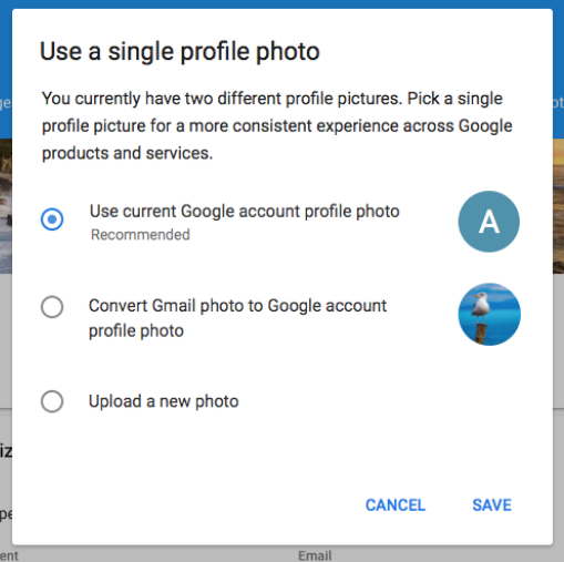 Google combinando fotos de perfil do Gmail e da Conta do Google 2