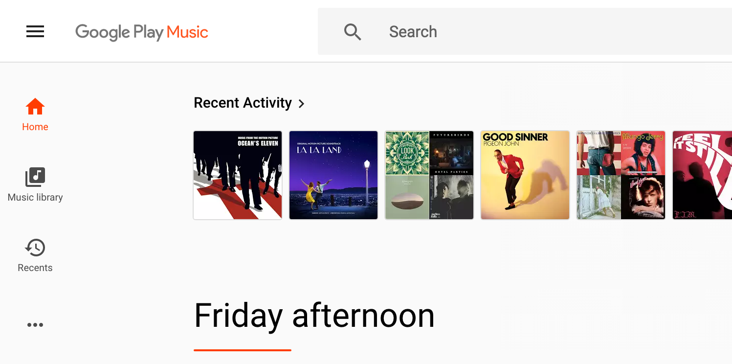 O Google Play Music na Web obtém um trilho de navegação lateral persistente