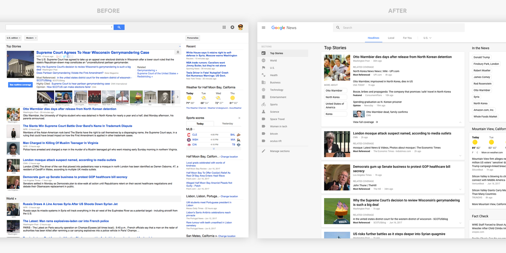 Google Notícias na Web recebe novo design de materiais com navegação simplificada, mais perspectivas