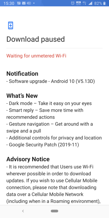 Nokia 9 Atualização do PureView Android 10