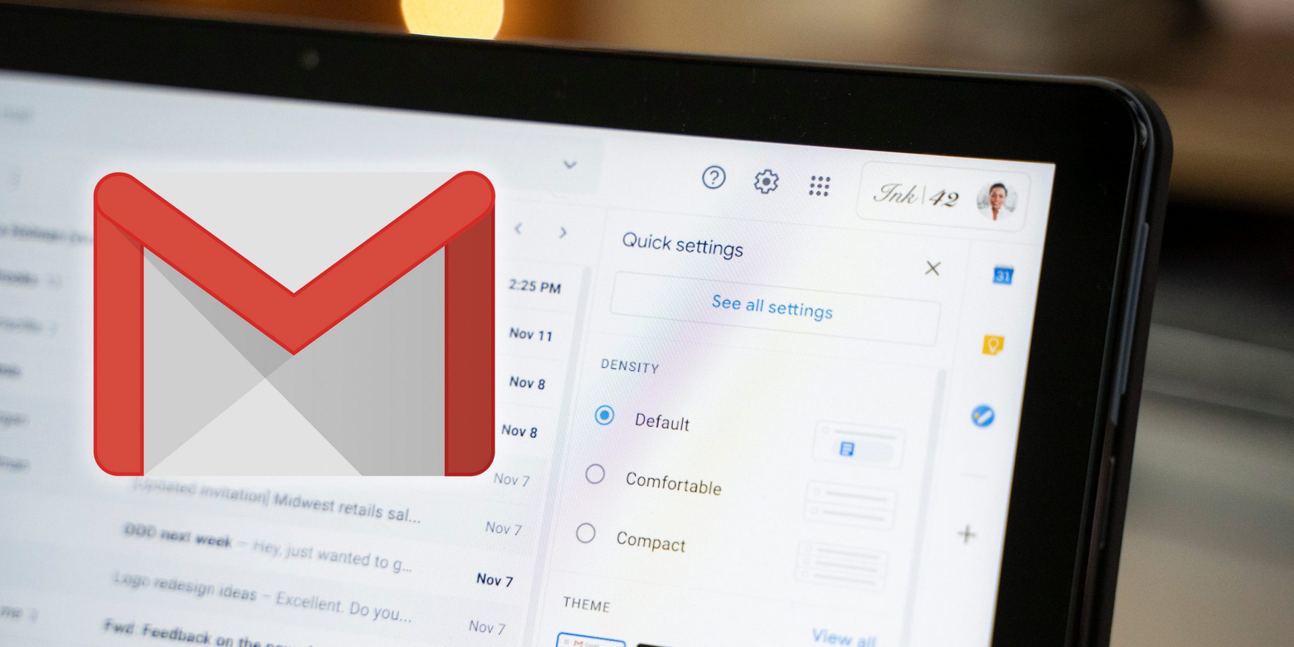 O Gmail para web obtém o novo menu Configurações rápidas na barra lateral e começa a ser implementado agora