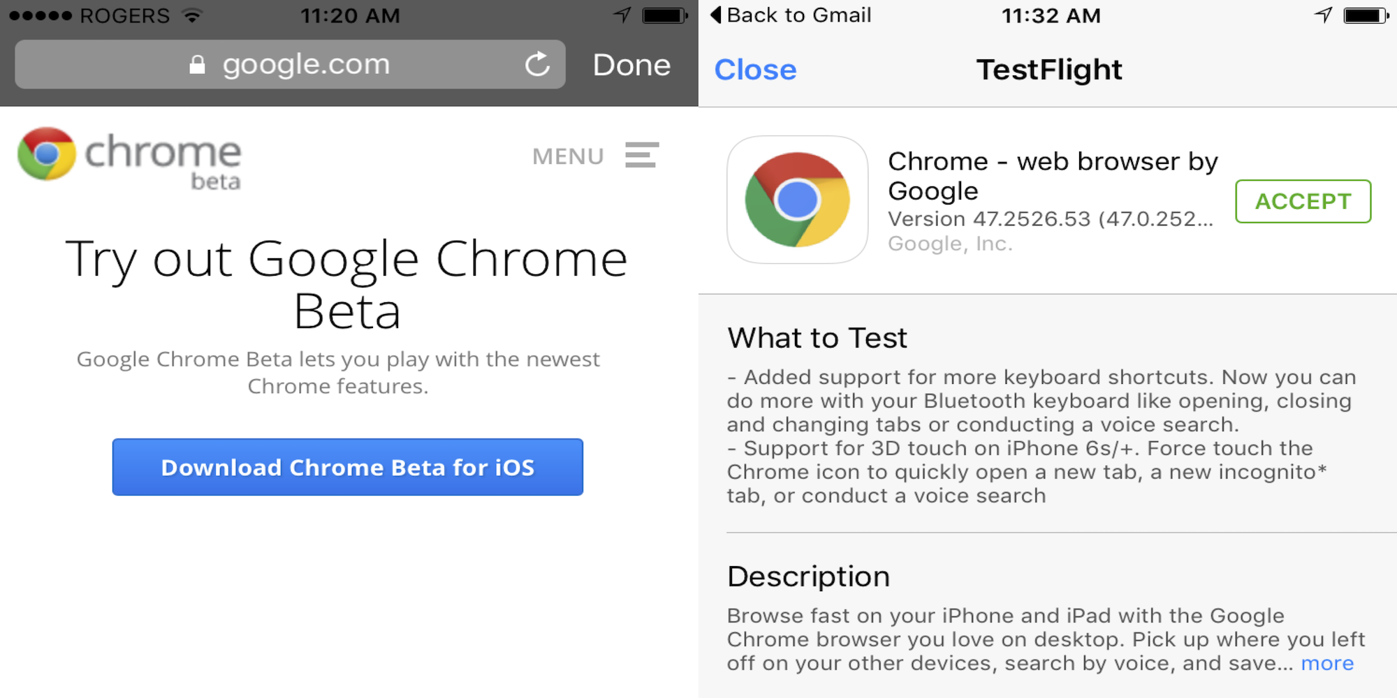 O Google lança discretamente o Chrome beta para iOS através de AppleTestFlight de