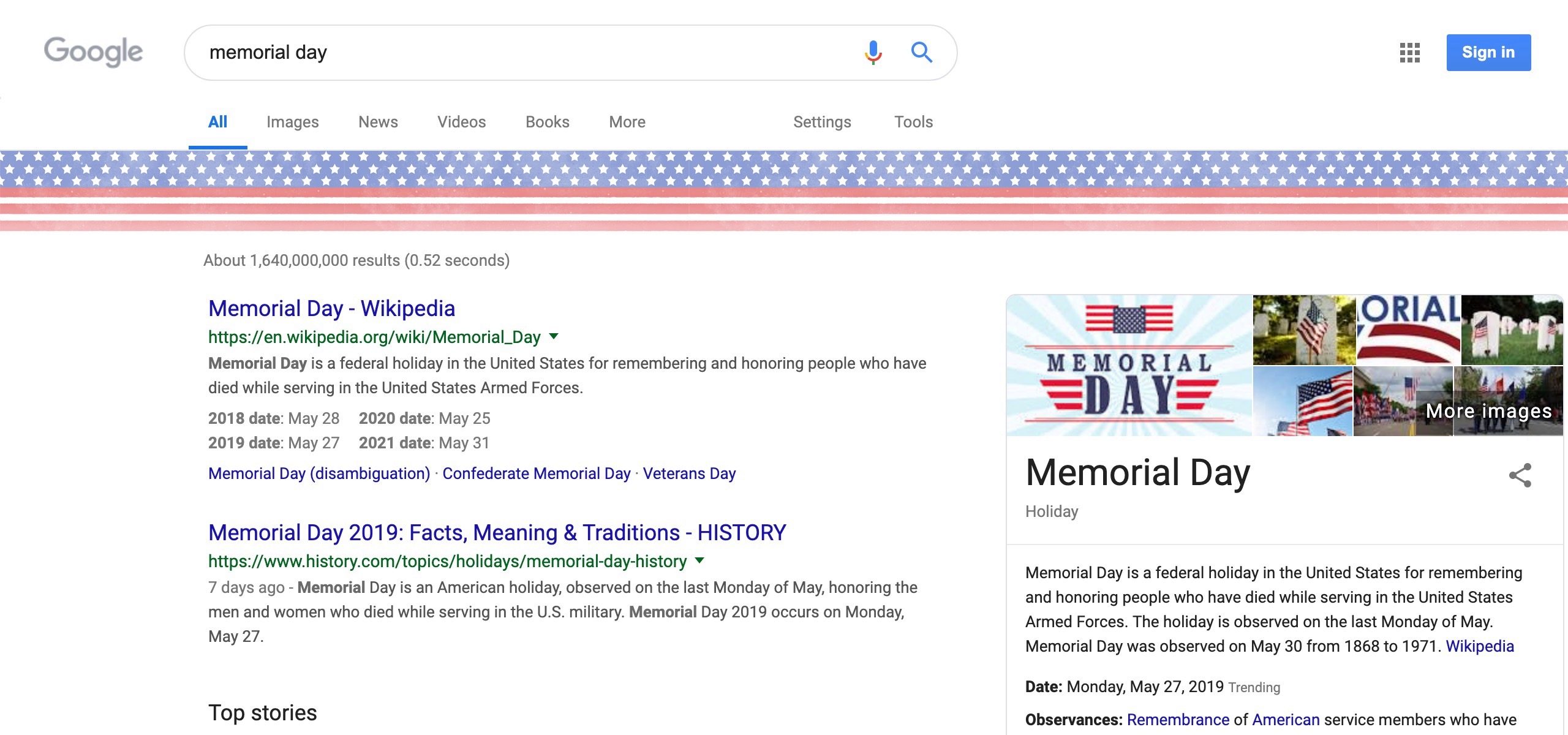 Dia do Memorial do Doodle do Google