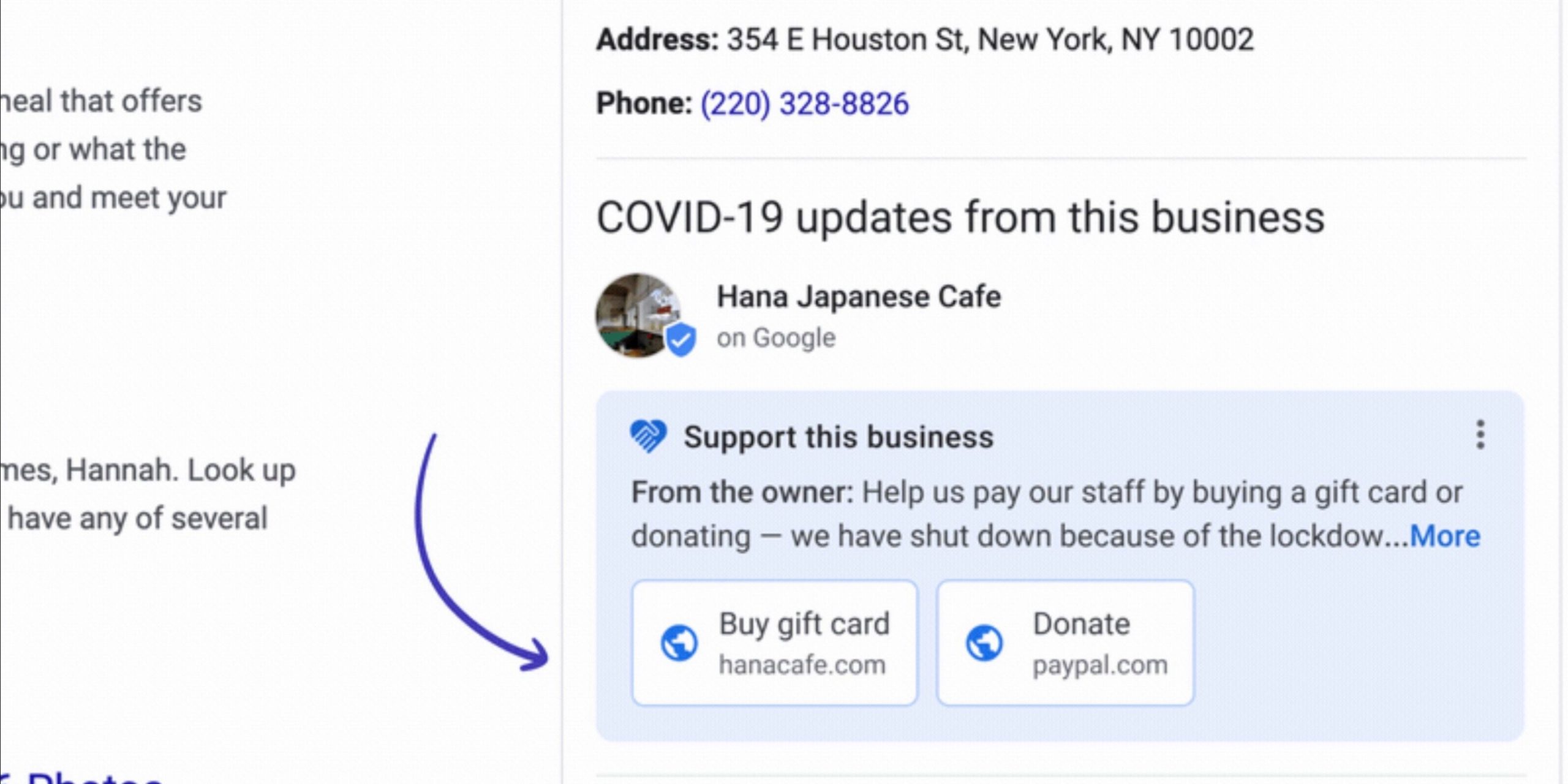 [Update: Rolling out] O Google Maps adiciona a seção "Apoie esta empresa" com links para cartões-presente, doações