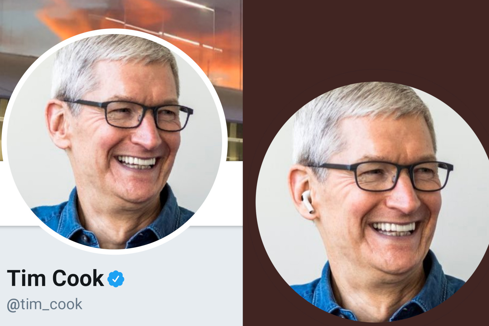 fez Apple photoshop o AirPods Pro para Tim Cook Twitter perfil?